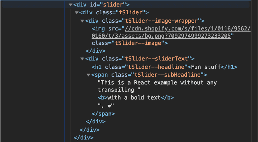 React generated Markup in Chrome DevTools